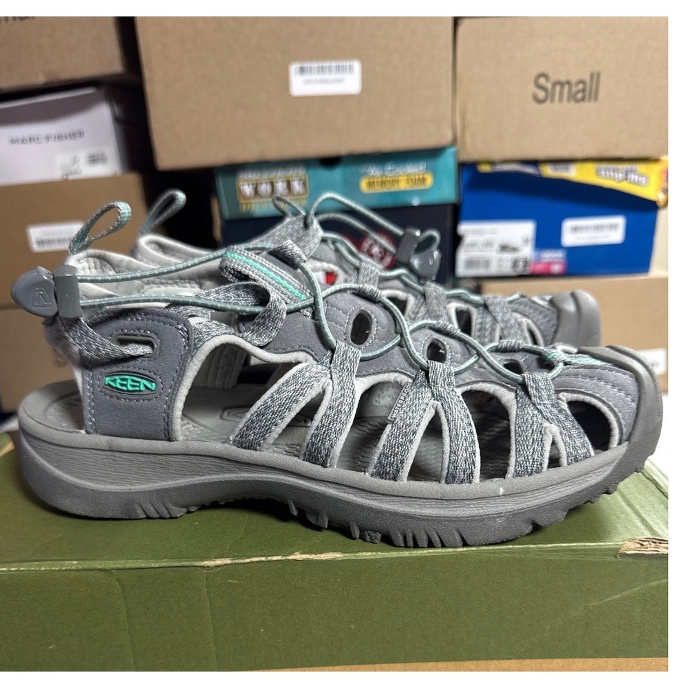 KEEN Sandals Womens 9.5 Whisper Medium Grey Peacock Green Hiking 1022814 NIB